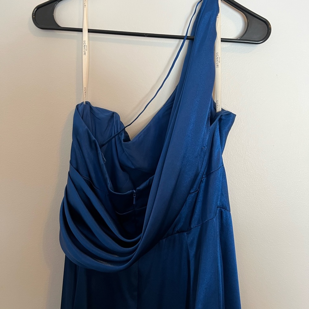 Signature One Shoulder Blue Dress - Picture 2 of 4